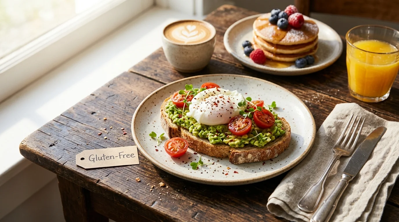 Gluten free cafe in Sunbury style smashed avocado toast and hot coffee breakfast
